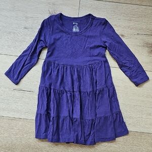 Kyte BABY Long Sleeve Tiered Dress In Eggplant
